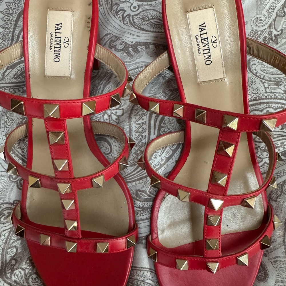 Valentino Garavani Red Studded Sandals